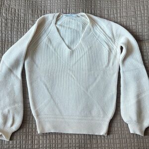 HIGH Cream V-Neck Bell Sleeve Sweater